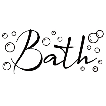 Rectangle with Word Bath PVC Wall Stickers, for Home Living Room Bedroom Decoration, 210x450mm