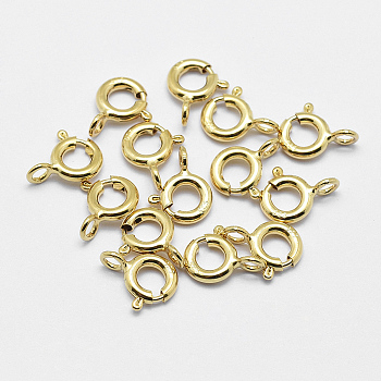 925 Sterling Silver Spring Ring Clasps, Ring, with 925 Stamp, Real 18K Gold Plated, 11.5x9.5x2mm, Hole: 2mm