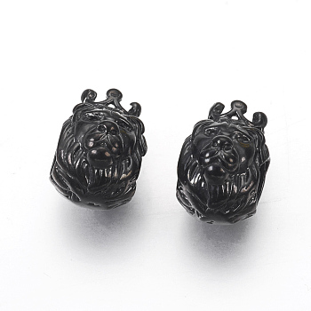 316 Surgical Stainless Steel European Beads, Large Hole Beads, Lion, Gunmetal, 12x8x11mm, Hole: 4.5mm