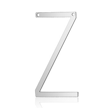 201 Stainless Steel Links connectors, Letter, Stainless Steel Color, Letter.Z, 37x20x1mm, Hole: 1mm