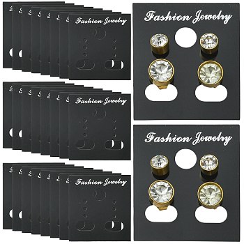 180Pcs Rectangle Plastic Earring Display Cards, Used For Ear Studs, Black, 3.8x3cm