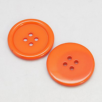 Resin Buttons, Dyed, Flat Round, Dark Orange, 20x3mm, Hole: 2mm, 195pcs/bag