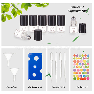 benecreat 24 bouteilles à bille en verre transparent avec couvercle en plastique et écailles(DIY-BC0006-46)-3