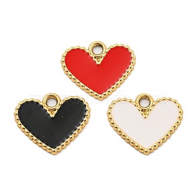 Golden Mixed Color Heart Alloy+Enamel Pendants