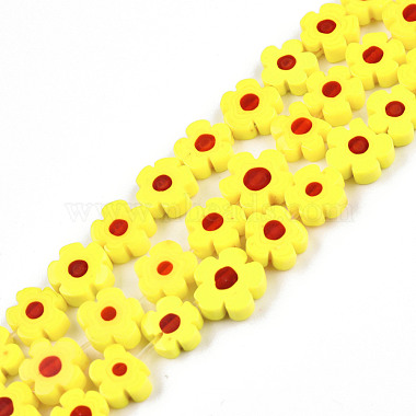 Yellow Flower Millefiori Lampwork Beads