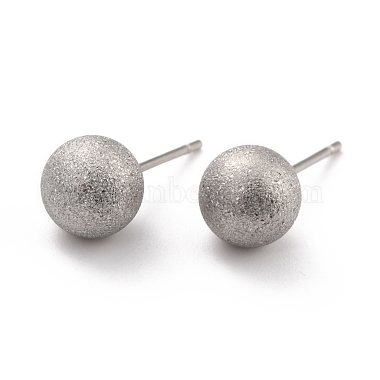 Tarnish Resistant 201 Stainless Steel Textured Ball Stud Earrings(STAS-Z039-01A-P)-2