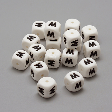 12mm White Cube Silicone Beads