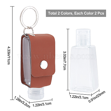 gorgecraft 4set 2 couleurs bouteilles compressibles portables avec étui en cuir porte-clés(AJEW-GF0004-77)-2