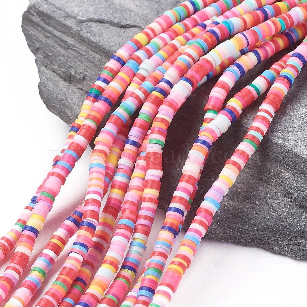 4000 Pcs Flat Round Clay Beads for Bracelets Making Polymer Clay Beads Kit with Elastic Rope Flat Beads for Christmas Gifts 6mm 18 Colors heishi Beads for Jewelry Making 