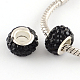 Polymer Clay Rhinestone European Large Hole Beads with Silver Color Plated Brass Cores(FPDL-R002-01)-1