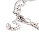304 Stainless Steel Chain Multi-strand Bracelet with Flat Round & Heart Charms for Women(STAS-P304-31P)-3