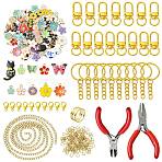 DIY Alloy Enamel Pendant Keychain Making Kits, including Alloy Swivel Clasps, 304 Stainless Steel Open Jump Rings, Iron Split Key Rings, Carbon Steel Jewelry Pliers, Mixed Color, 33x13x5mm, Hole: 10x7mm(DIY-SZ0010-74)