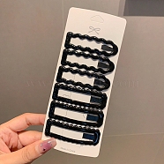 Alloy Enamel Snap Hair Clips, Rectangle, Black, 69mm, 6pcs/set(PW-WGE2963-03)