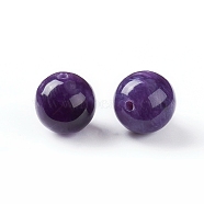 Natural Charoite Beads, Half Drilled, Round, 8mm, Half Hole: 1~2mm(G-E557-02E)
