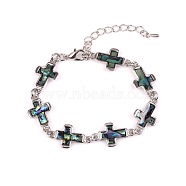 Cross Natural Abalone Shell/Paua Shell Link Bracelets for Women(FS5984-19)