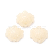 (Defective Closeout Sale: Yellowing), Resin Links/Connectors, Lotus Flower, Old Lace, 21x22x9mm, Hole: 1.8mm(RESI-XCP0001-24)