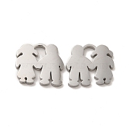 304 Stainless Steel Charms, Lover, Stainless Steel Color, 11.5x13x1.4mm(STAS-M089-45P)