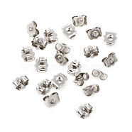 304 Stainless Steel Ear Nuts, Friction Earring Backs for Stud Earrings, Flower, Stainless Steel Color, 6x5.5x3mm, Hole: 0.8mm(X-STAS-G224-12P)
