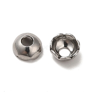 304 Stainless Steel Bead Caps, Multi-Petal, Flower, Stainless Steel Color, 6x2.5mm, Hole: 2mm(STAS-D244-02P)