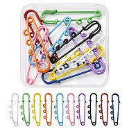 10Pcs 10 Colors Spray Painted Iron Brooch Findings, Kilt Pins with Triple Loops, Mixed Color, 50x16x5.5mm, Hole: 2.5mm, 1Pc/color(IFIN-YW0001-55B)