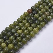 Natural Gemstone Beads, Taiwan Jade, Round, Olive, about 8mm in diameter, hole: 1mm, about 50pcs/strand, 16 inch(Z0NCT013)