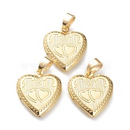 Brass Locket Pendants, Photo Frame Pendants for Necklaces, Long-Lasting Plated, Heart, Real 18K Gold Plated, 21x17x4mm, Hole: 5x3.5mm, 10x9mm Inner Diameter(KK-P199-14G)