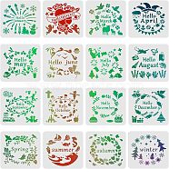 Plastic Drawing Painting Stencils Templates Sets, Month, Mixed Patterns, 30x30cm, 16pcs/set(DIY-WH0172-201)