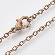 Brass Cable Chains Necklace Making, with Alloy Lobster Claw Clasps, Red Copper, 23.6 inch~24.37 inch(60cm~61.9cm)(MAK-N029-01R)