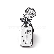 Punk Style White Enamel Pin, Electrophoresis Black Plated Lapel Pin Brooch for Backpack Clothes, Flower, 30x12.5x1.5mm(JEWB-E016-06EB-03)