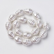 Shell Pearl Beads Strands, Oval, Seashell Color, 21.5~23x17~18mm, Hole: 1mm, about 18pcs/strand, 15.9 inch(40.5cm)(BSHE-O018-03)