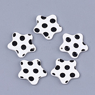 Cellulose Acetate(Resin) Pendants, Star with Polka Dot, White, 26~26.5x27.5x2.5mm, Hole: 1.5mm(KY-S158-34A)