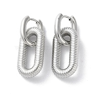 304 Stainless Steel Hoop Earrings, Oval, Stainless Steel Color, 37x4.5mm(EJEW-M249-08P)
