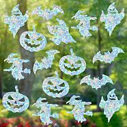 16 Sheets 4 Styles Waterproof PVC Colored Laser Stained Window Film Static Stickers, Electrostatic Window Stickers, Rectangle, Halloween Themed Pattern, 330x830mm(DIY-WH0314-078)