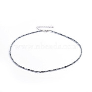 Terahertz Stone Beaded Necklaces, with Brass Findings, Round, Faceted, Platinum, 15.3 inch(39cm), beads: 2mm(NJEW-F245-A05)