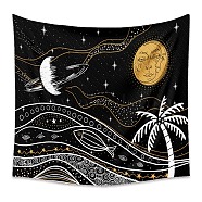 Polyester Tapestry Wall Hanging, Sun and Moon Psychedelic Wall Tapestry with Art Chakra Home Decorations for Bedroom Dorm Decor, Rectangle, Black, 1300x1500mm(PW23040486221)