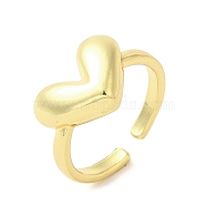 Rack Plating Brass Finger Ring, Cuff Ring, Long-Lasting Plated, Cadmium Free & Lead Free, Heart, Real 18K Gold Plated, US Size 7(17.3mm)(RJEW-C072-24G)