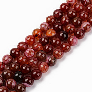 Natural Crackle Agate Beads Strands, Dyed & Heated, Round, FireBrick, 8mm, Hole: 1mm, about 48pcs/strand, 14.96 inch(38cm)(G-S369-003C-B01)