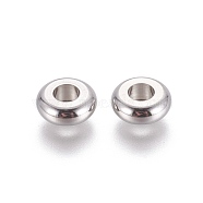 304 Stainless Steel Spacer Beads, Flat Round, Stainless Steel Color, 8x3mm, Hole: 3.5mm(STAS-F205-02P-D)