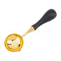 Wooden Handle Wax Sealing Stamp Melting Spoon, for Wax Seal Stamp Melting Spoon Wedding Invitations Making, Golden, 103.5x34.5x10.5mm(AJEW-WH0021-63)