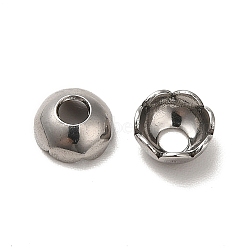 Non-Tarnish 304 Stainless Steel Bead Caps, Multi-Petal, Flower, Stainless Steel Color, 6x2.5mm, Hole: 2mm(STAS-D244-02P)