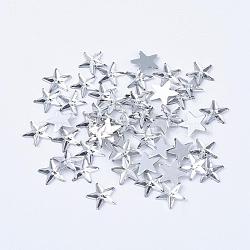 Acrylic Rhinestone Flat Back Cabochons, Back Plated, Faceted, Star, White, 10x1.5mm(RSB385)