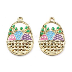 Easter Alloy Enamel Pendants, Golden, Egg, 27.5x18x2.5mm, Hole: 1.6mm(ENAM-E360-01G-02)