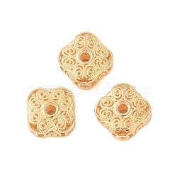 925 Sterling Silver Beads, Square, Real 18K Gold Plated, 7.5x7.5x4mm, Hole: 1.5mm(STER-P060-16G)