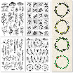 4 Sheets 4 Styles PVC Plastic Stamps, for DIY Scrapbooking, Photo Album Decorative, Cards Making, Stamp Sheets, Plants, 160x110x3mm, about 1 sheet/style(DIY-GL0004-86D)