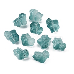 Transparent Glass Beads, Fortune Cat, Cadet Blue, 15.5x12x9mm, Hole: 1.2mm(GLAA-TAC0015-01K)