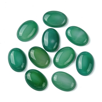 Natural Agate Cabochons, Dyed & Heated, Oval, Dark Green, 25x18x5.5mm