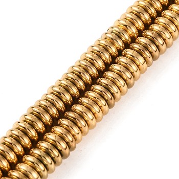 Electroplated Synthetic Non-magnetic Hematite Beads Strands, Nickel Free & Lead Free, Disc, Real 24K Gold Plated, 6x2mm, Hole: 1.2mm, about 195pcs/strand, 15.94''(40.5cm)