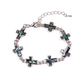 Cross Natural Abalone Shell/Paua Shell Link Bracelets for Women