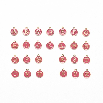 2 Sets 2 Styles Golden Plated Alloy Enamel Charms, Enamelled Sequins, Flat Round, Flamingo, 1set/style