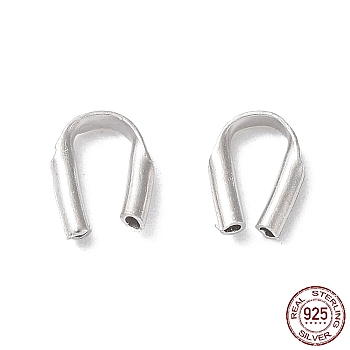 Rhodium Plated 925 Sterling Silver Wire Guardians, Real Platinum Plated, 5.5x4.5x1mm, Hole: 0.6mm